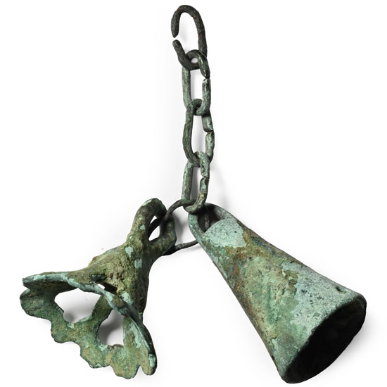 Western Asiatic Bronze Chained Bell Pendants