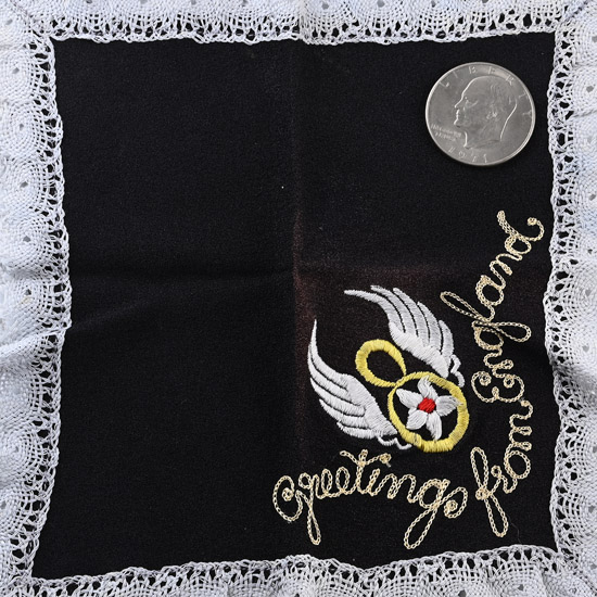 US Forces Sweetheart Embroidered Handkerchief and Silver Dollar
