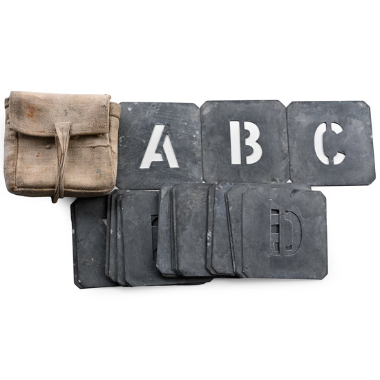 American Forces WWII Metal Stencil Set in Original Pouch