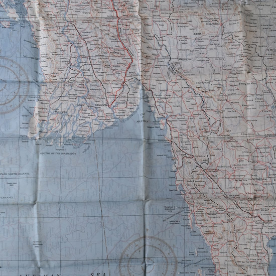 US Air Force WWII Aircrew Silk Escape Map