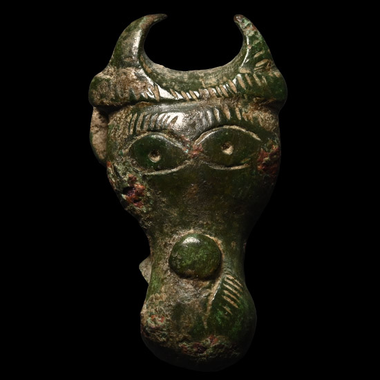 Western Asiatic Bronze Bulls Head Mount