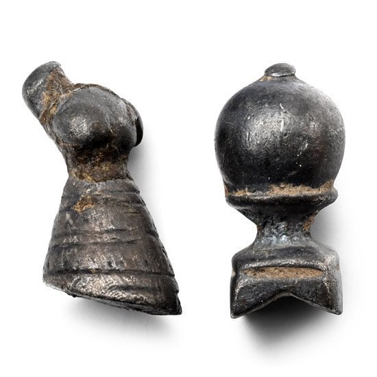 Roman Bronze Sleeping Dog Protome and Finial Group
