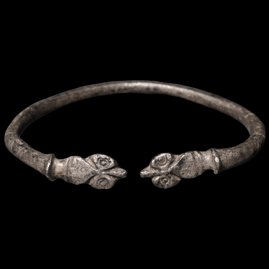 Roman Silver Bracelet with Animal Head Terminals