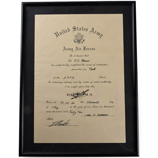American Air Force WWII Pilot Wings Certificate