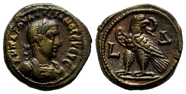 Valerian I BI Tetradrachm of Alexandria, Egypt.