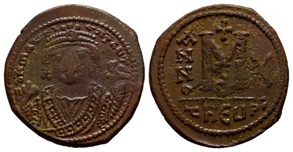 Maurice Tiberius AE 40 Nummi or Follis.