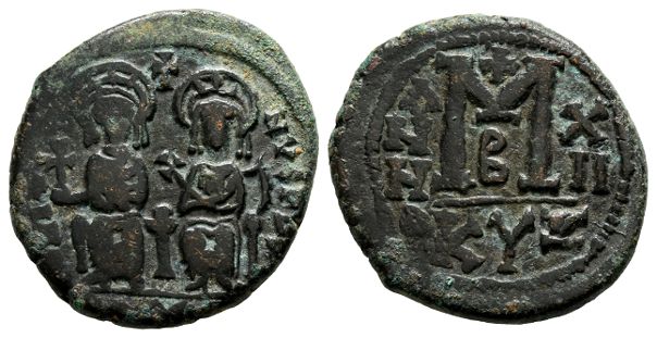 Justin and Sophia AE 40 Nummi or Follis.