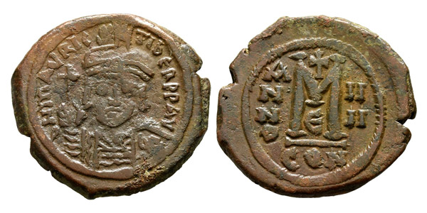 Maurice Tiberius AE 40 Nummi or Follis.