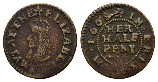 England. Surrey, Epsom. Elizabeth Amus AE Halfpenny Token.