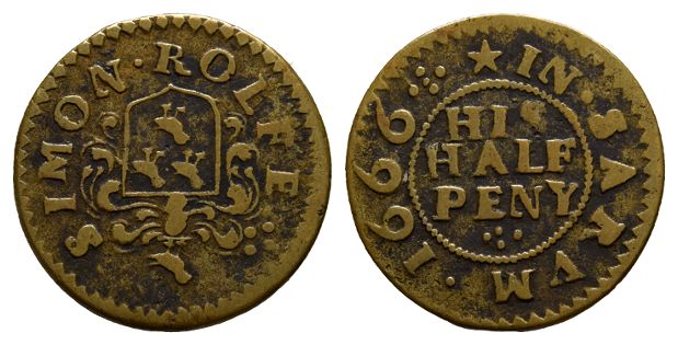 Wiltshire, Salisbury. Simon Rolfe AE Halfpenny Token.