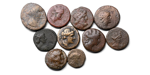 Group of Ten (10) Greek AE Coins.