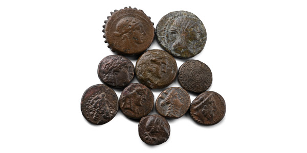 Group of Ten (10) Greek AE Coins.