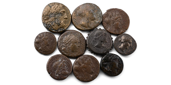 Group of Ten (10) Greek AE Coins.