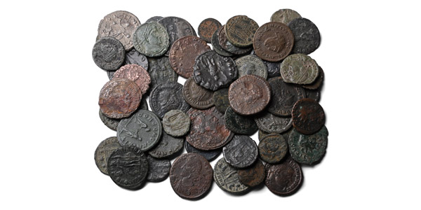 Group of Fifty (50) AE and AR Roman Coins.