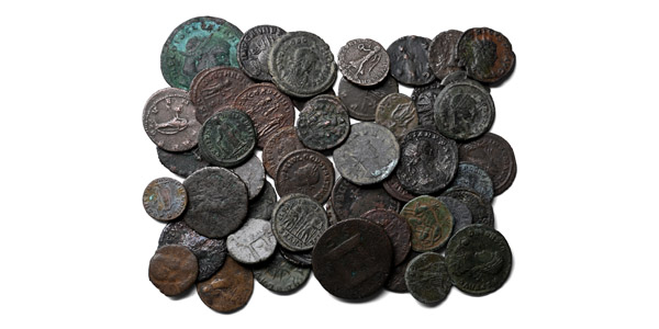 Group of Fifty (50) AE and AR Roman Coins.