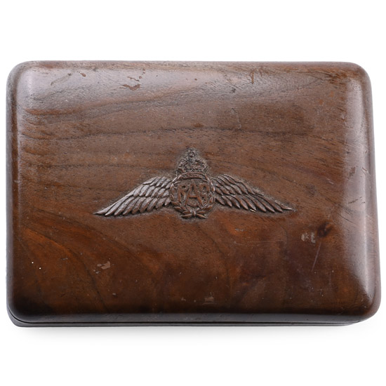 British RAF WWII Officers Cigar Box with Insignia