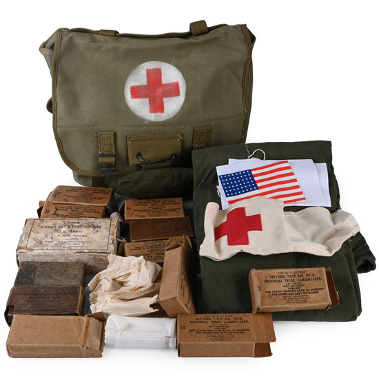 American Air Force WWII Medics Bag with Contents