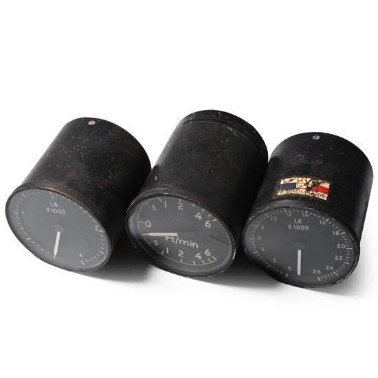 British RAF WWII Aircraft Cockpit Instrument Group