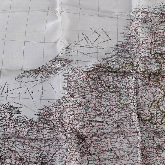British RAF WWII Silk Escape Map and Miniature Compass