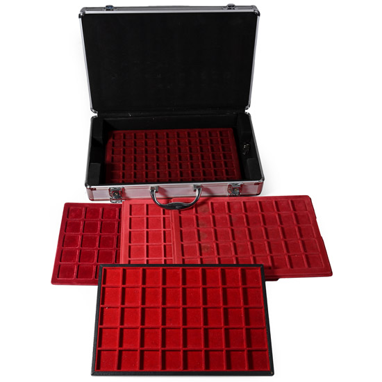 Aluminium Coin Case with Five Assorted Coin Trays