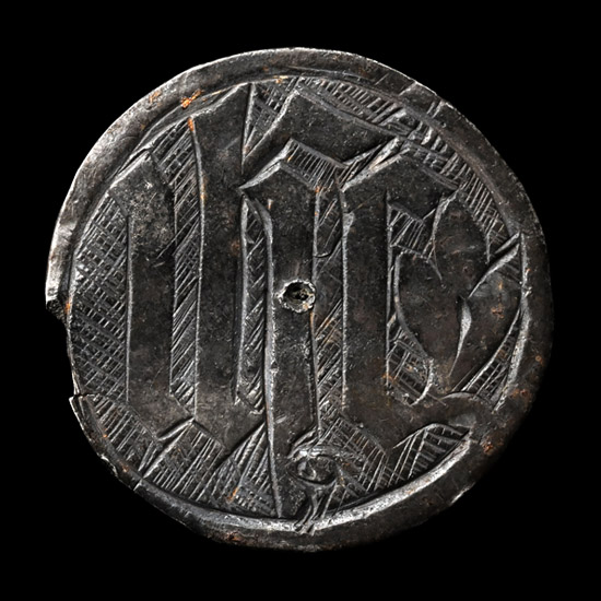 Medieval Silver Roundel Engraved IHS