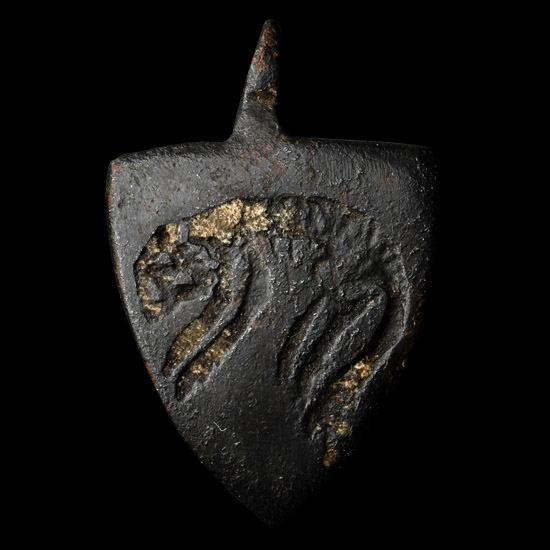 Medieval Knights Enamelled Bronze Heraldic Horse Harness Pendant with Leopard