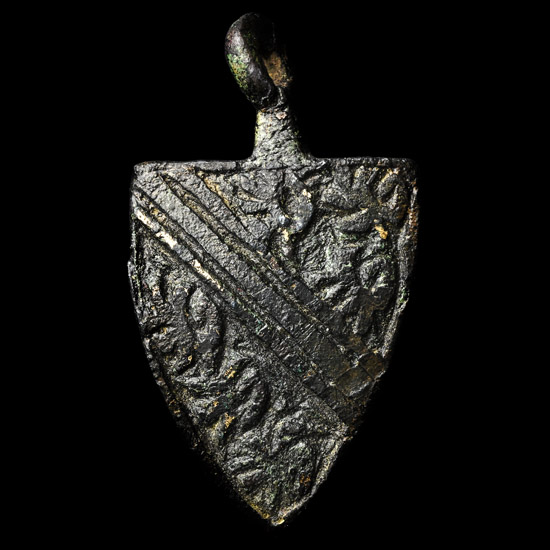 Medieval Knights Enamelled Bronze Heraldic De Bohun, Earls of Hereford Horse Harness Pendant