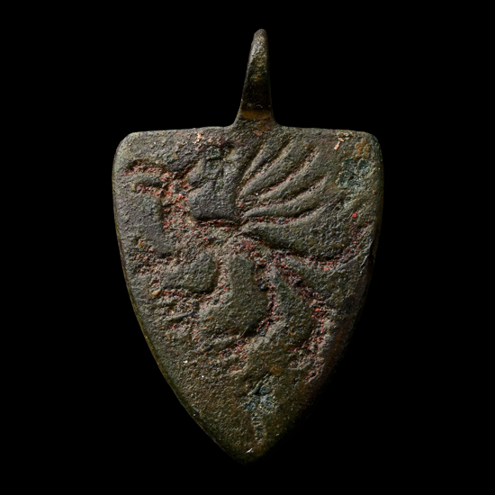 Medieval Knights Enamelled Bronze Heraldic Horse Harness Pendant with Dragon