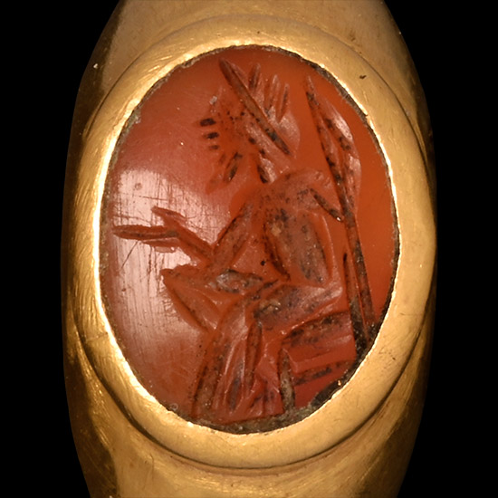 Roman Carnelian Jupiter Gemstone in Gold Ring