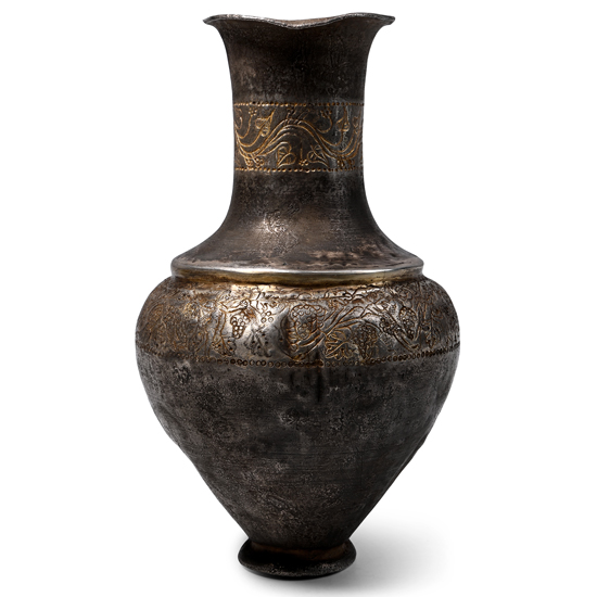 Greek Silver-Gilt Vase with Winged Putti Picking Grapes