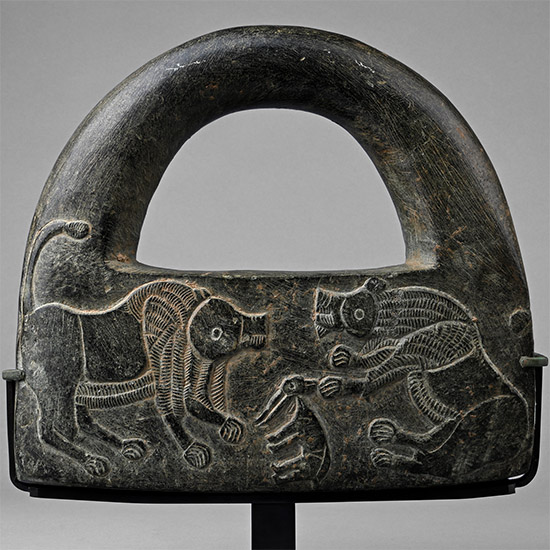 Large Bactrian Black Chlorite Hand Bag Ceremonial Weight