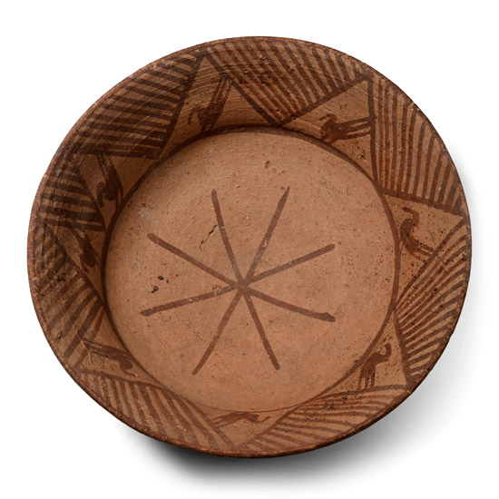Western Asiatic Terracotta Bowl with Painted Birds