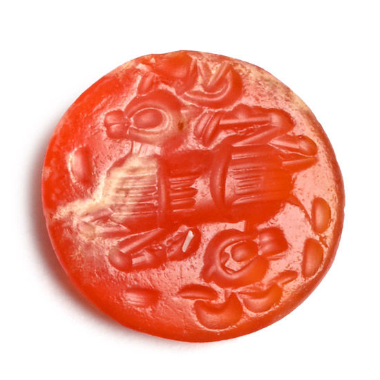 Sasanian Carnelian Gemstone of an Ibex with Inscription