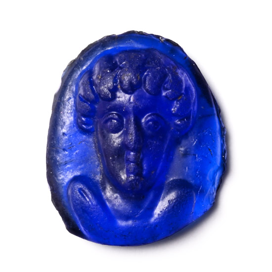Post-Classical Blue Glass Cameo of a Man