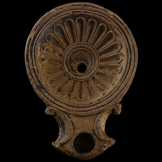 Large High Status Roman Terracotta Oil Lamp with Rosette