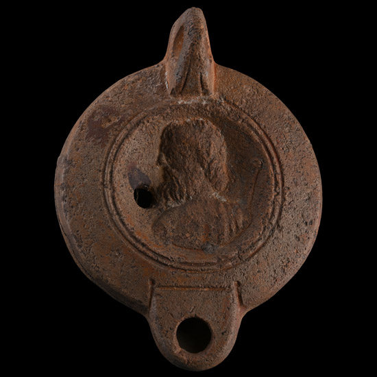 Roman Terracotta Oil Lamp with Bearded Philosopher