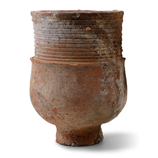 Roman Terracotta Ribbed Drinking Cup