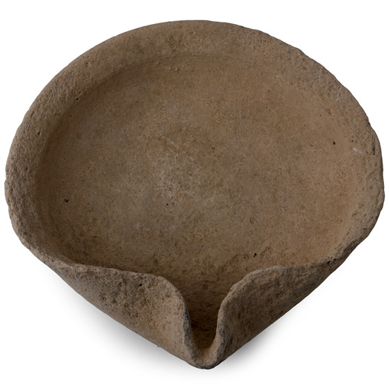 Very Large Holy Land Terracotta Pinched Rim Oil Lamp