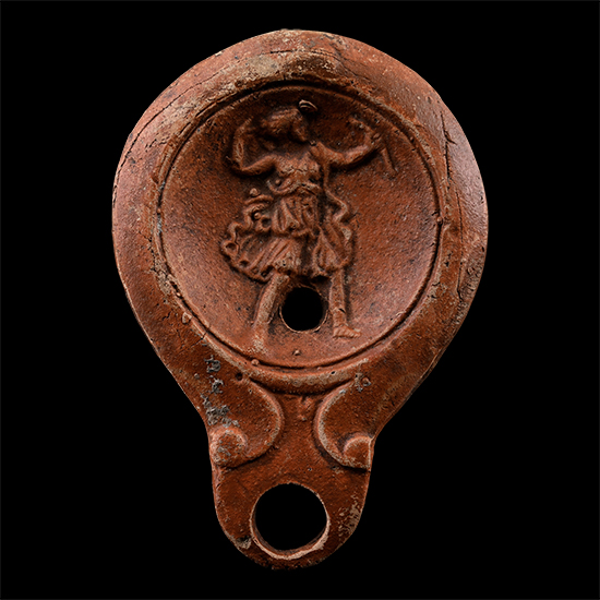 Roman Terracotta Oil Lamp with the Goddess Diana