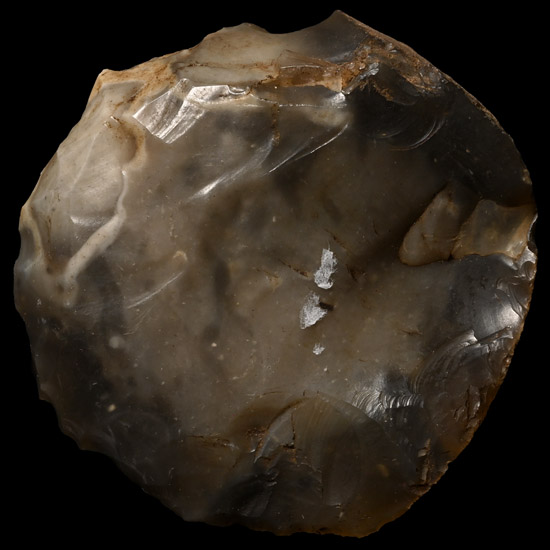 British Stone Age Ovate Knapped Flint Scraper from Fullbrook Farm