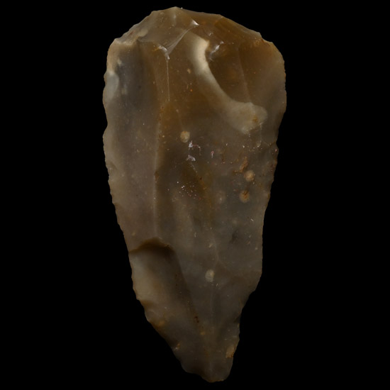 British Stone Age Bull-Nosed Knapped Flint Blade Scraper