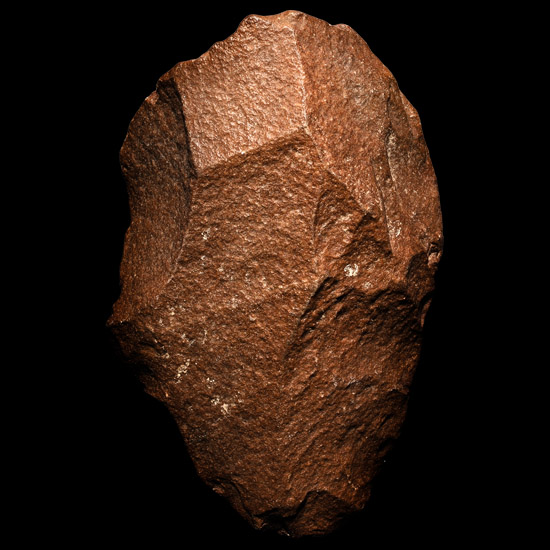 African Stone Age Homo Erectus Knapped Red Stone Handaxe