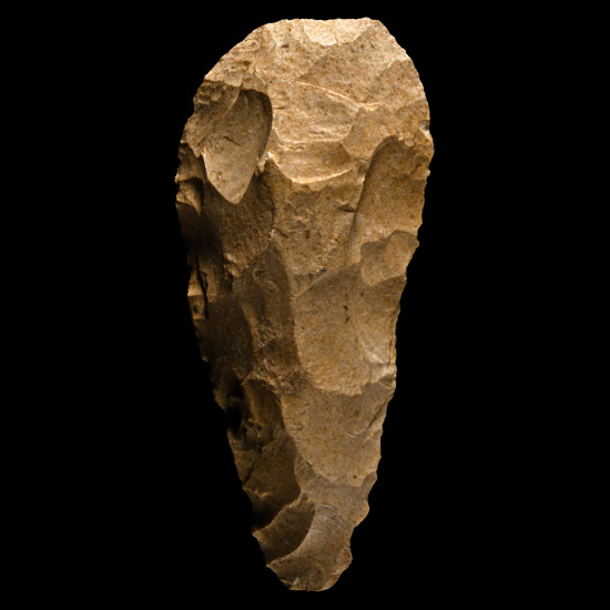 French Stone Age Knapped Cream Stone Handaxe