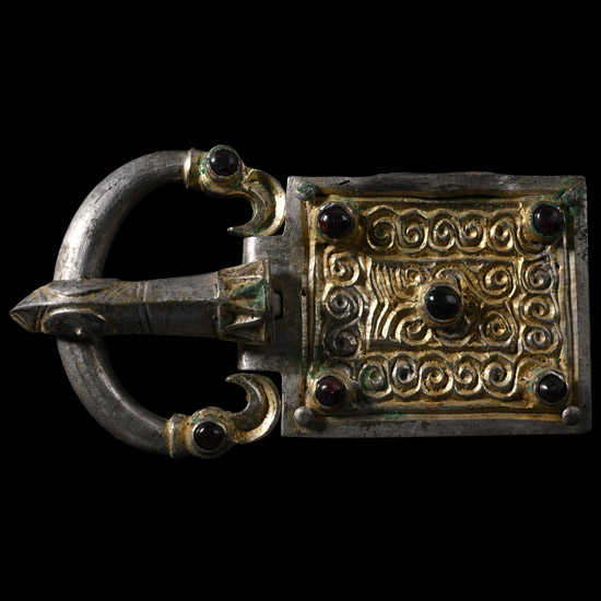 Gothic Silver-Gilt Eagle Buckle with Plate and Cabochon Garnets