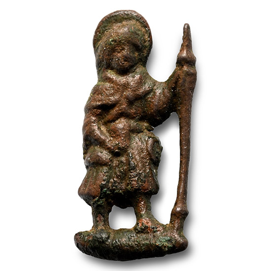 Medieval Pewter Pilgrim with Staff Pilgrims Badge