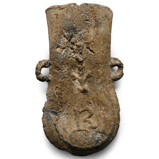 Medieval Lead Pilgrims Holy Water Ampulla with Letter R