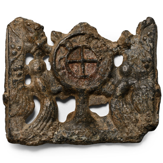 Medieval Pewter Pilgrims Badge with Angels Holding a Cross Aloft