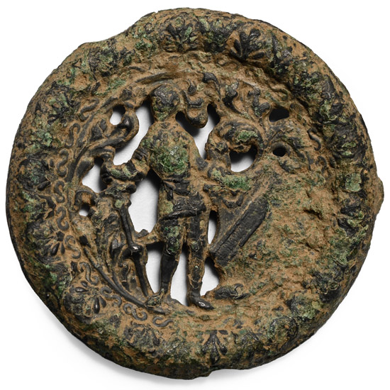 Medieval Bronze Man with Broadsword and Shield Pilgrims Badge