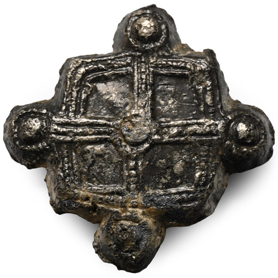 Medieval Pewter Pilgrims Badge with Cross with Square Borders