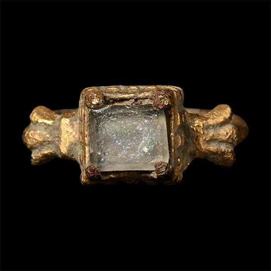 Medieval Silver Ring with Glass Gem